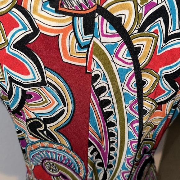 KATE & MALLORY Multicolor Front Knot V-Neck Sleeveless Long Maxi Dress Sz M - Picture 7 of 10